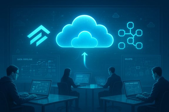 A team monitors cloud computing from a high-tech control room. A team monitors cloud computing from a high-tech control room.