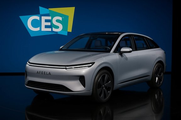 A sleek AFEELA electric SUV on display at CES. A sleek AFEELA electric SUV on display at CES.