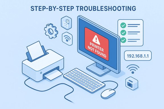 Step-by-step troubleshooting for a printer not found error.