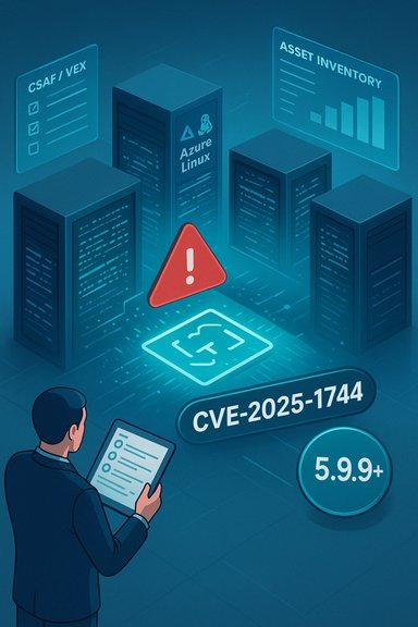 Security analyst reviews CVE-2025-1744 alert in a data center.