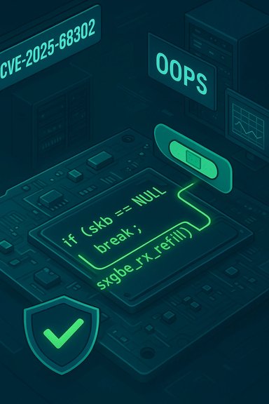 Neon circuit-board illustration highlighting a CVE vulnerability with glowing code, an OOPS sign, and a shield.