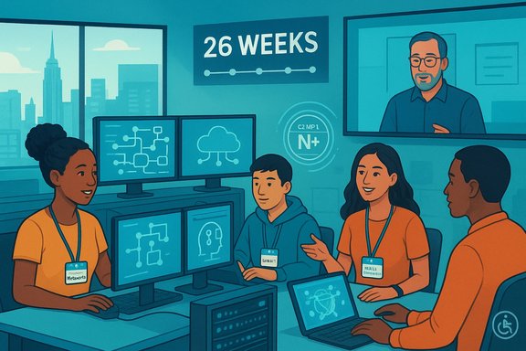 Diverse team collaborates in a high-tech control room with multiple screens and a video call.