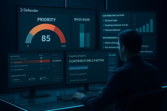A security analyst monitors multiple screens displaying dashboards and threat metrics.