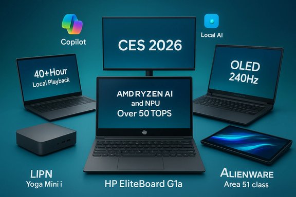 CES 2026: AI-powered laptops and desktops featuring Ryzen AI, OLED 240Hz, and Local AI.
