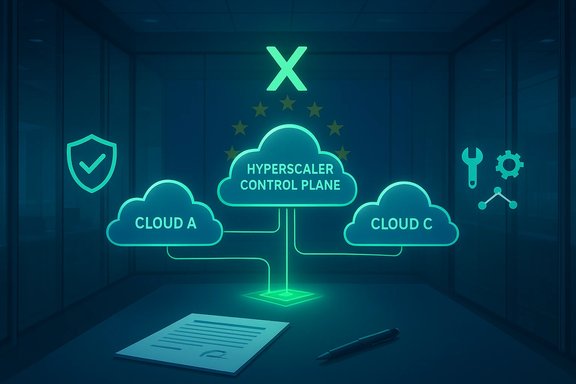 Neon cloud diagram showing the hyperscaler control plane connected to Cloud A and Cloud C.