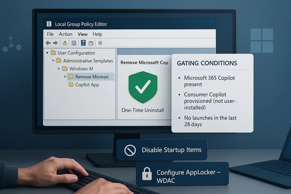 Desktop screen shows Local Group Policy Editor with policy options and AppLocker actions.