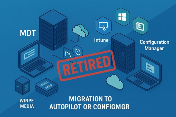 MDT retired—migration to Autopilot or ConfigMgr via Intune and Configuration Manager. MDT retired—migration to Autopilot or ConfigMgr via Intune and Configuration Manager.