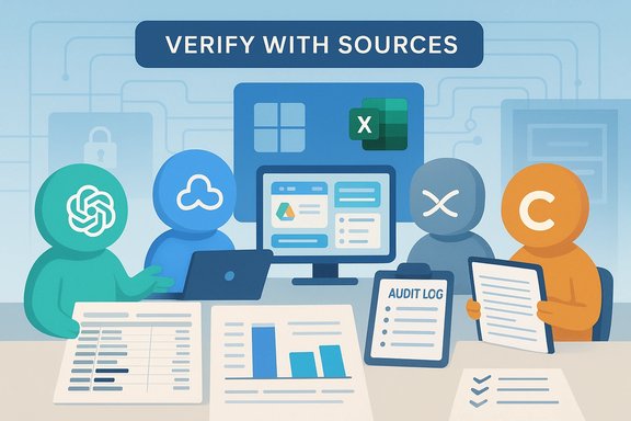A team verifies data with sources using dashboards and an audit log.