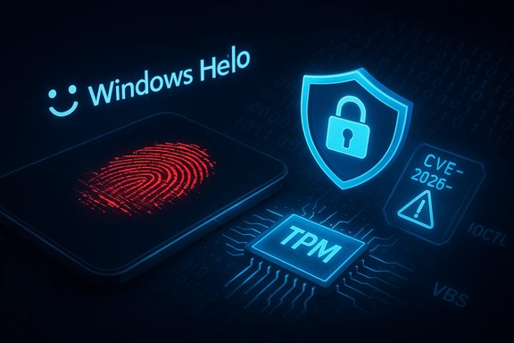Windows Hello biometric login with fingerprint and TPM security.