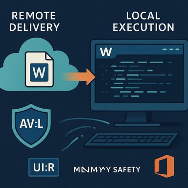 Remote delivery of a Word document enabling local execution on a secured PC.