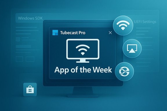 Tubecast Pro — App of the Week shown on a computer screen.