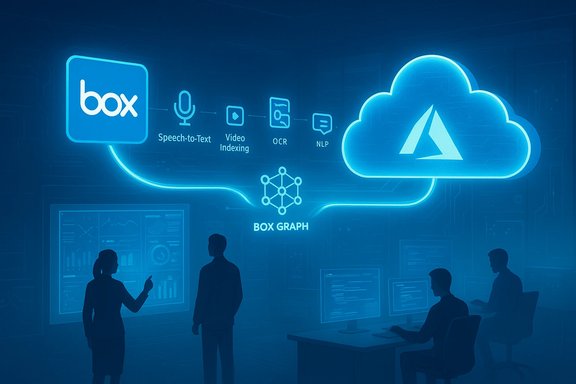Blue neon scene depicting Box cloud AI services and Box Graph.