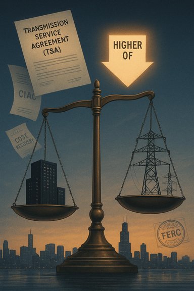 Regulatory balance in energy: the higher of TSA costs versus cost recovery for transmission.