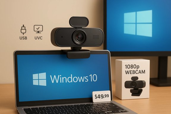 Windows 10 laptop with a top-mounted webcam, priced at $49.99.