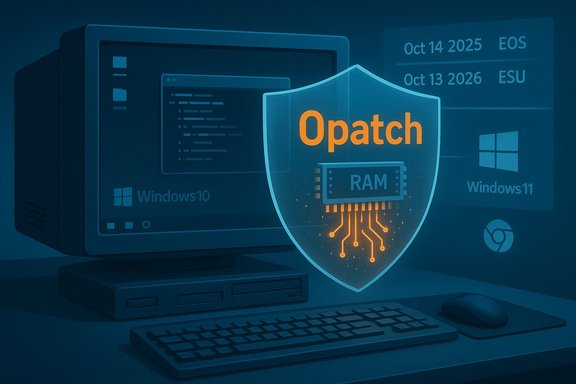 Shielded Opatch RAM graphic on a retro Windows PC.