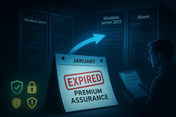January calendar reads EXPIRED, signaling expired premium assurance in a server room. January calendar reads EXPIRED, signaling expired premium assurance in a server room.