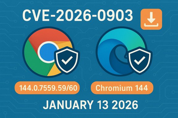 CVE-2026-0903 vulnerability shown for Chrome and Chromium 144 on January 13 2026.
