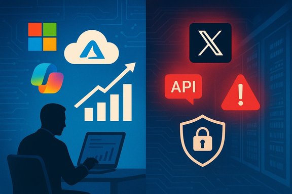 Split view: cloud analytics with charts on the left and API security icons on the right.