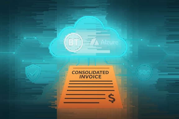 Illustration of a consolidated invoice for BT and Azure cloud services.