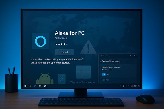 Alexa for PC app install screen shown on a Windows desktop.