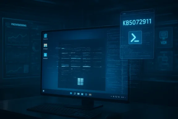 A futuristic blue cyber-security workspace with a holographic terminal overlay.
