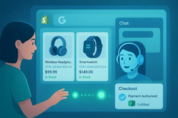 A person uses a futuristic touchscreen to browse headphones and a smartwatch in an online store.