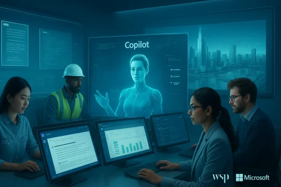 Analysts in a futuristic control room collaborate with a holographic Copilot. Analysts in a futuristic control room collaborate with a holographic Copilot.