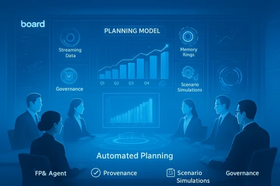 A team analyzes an automated planning model on a blue holographic board.