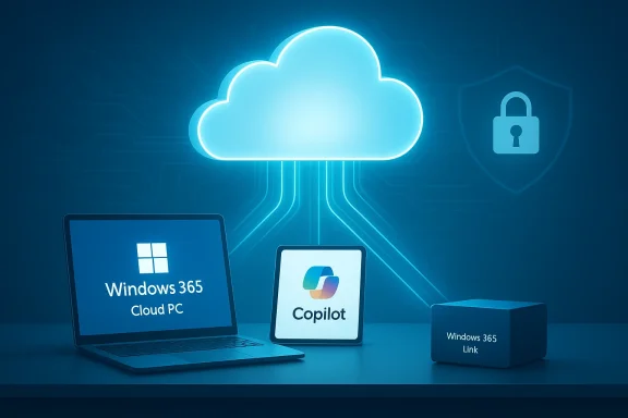 Cloud-powered Windows 365 Cloud PC setup with Copilot and Link.