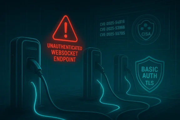 Red warning: unauthenticated WebSocket endpoint amid a cyber-security scene.