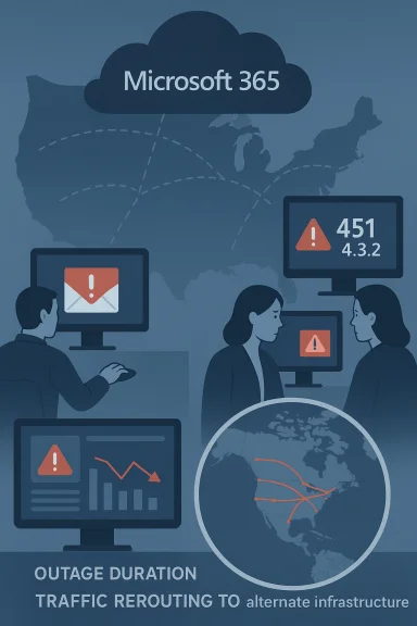 Microsoft 365 cloud outage prompts global traffic rerouting to alternate infrastructure.