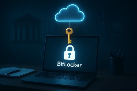 Cloud key unlocks BitLocker on a laptop. Cloud key unlocks BitLocker on a laptop.