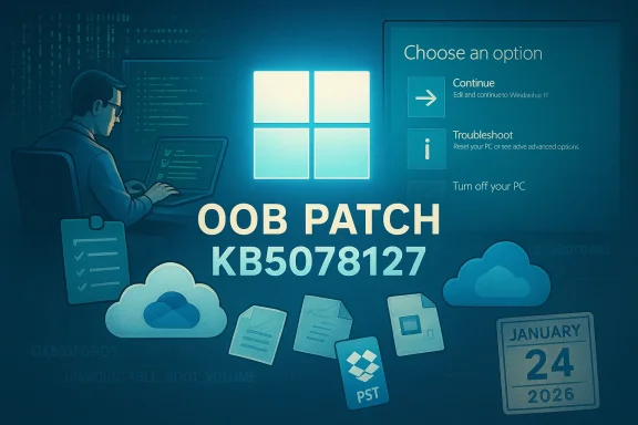 An IT professional applies a Windows out-of-band patch KB5078127. An IT professional applies a Windows out-of-band patch KB5078127.