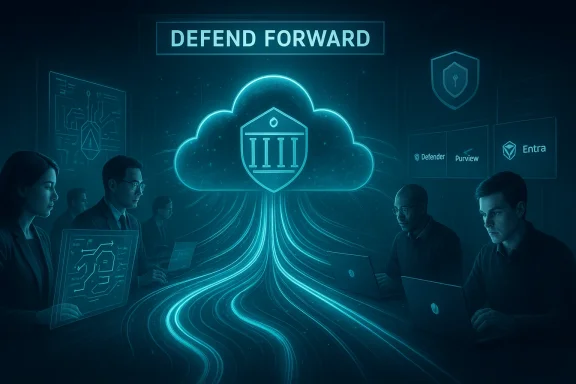 A team defends a glowing cloud security network.