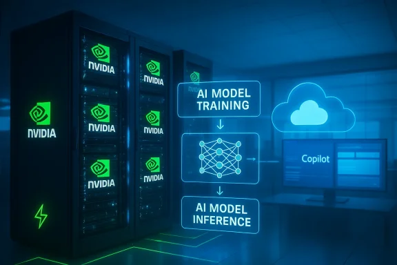 NVIDIA servers powering AI model training and inference in a cloud data center.