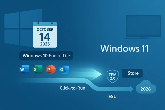 Windows 10 ends life on Oct 14, 2025, with Windows 11 transition and TPM 2.0 requirement.