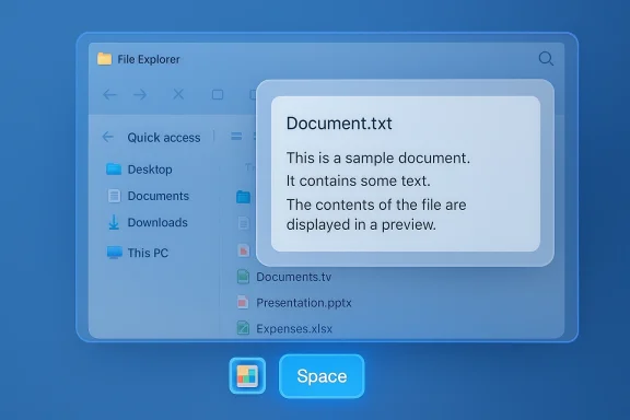 Document.txt preview shown in a File Explorer window on a blue desktop.