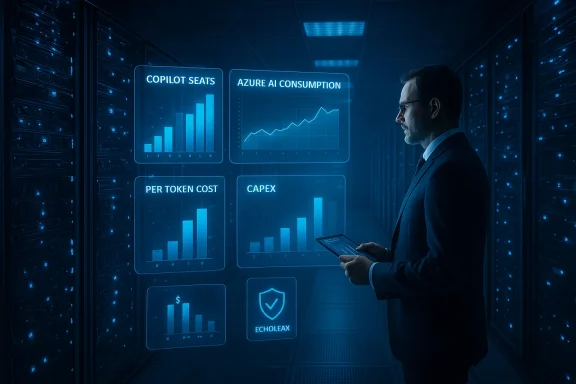 A businessman analyzes holographic dashboards in a data center. A businessman analyzes holographic dashboards in a data center.