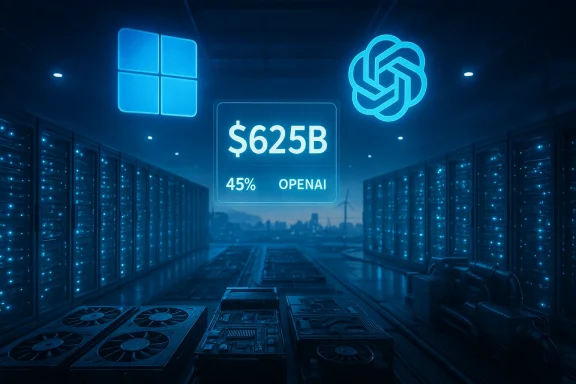 A futuristic data center bathed in blue neon, with a holographic display showing $625B and 45% OPENAI. A futuristic data center bathed in blue neon, with a holographic display showing $625B and 45% OPENAI.