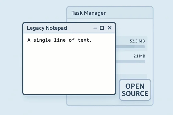 Legacy Notepad window showing 'A single line of text' over a translucent Task Manager panel. Legacy Notepad window showing 'A single line of text' over a translucent Task Manager panel.