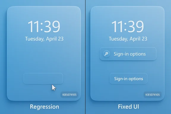 Side-by-side: Regression (left) vs Fixed UI (right) lock screens.
