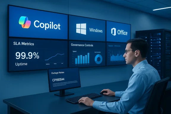A man monitors multi-screen dashboards, including Copilot, Windows, and Office, in a data center control room. A man monitors multi-screen dashboards, including Copilot, Windows, and Office, in a data center control room.