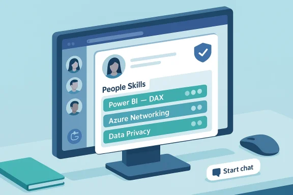 Monitor shows a 'People Skills' course with Power BI, Azure Networking, and Data Privacy.