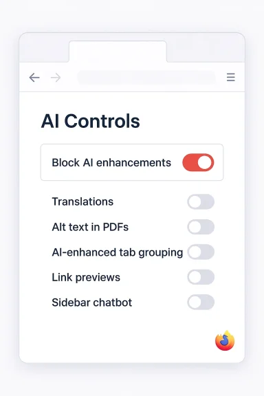 Mobile UI: AI Controls with toggles; Block AI enhancements is on.