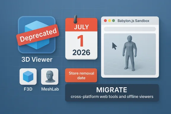 Deprecation notice for the 3D Viewer and migration to Babylon.js Sandbox (July 1, 2026). Deprecation notice for the 3D Viewer and migration to Babylon.js Sandbox (July 1, 2026).
