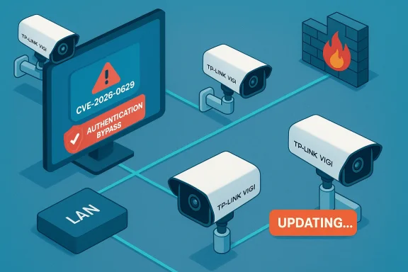 IP cameras on the network show CVE-2026-0629 authentication bypass and updating.
