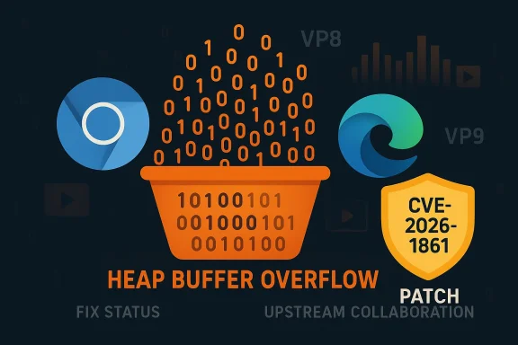 Illustration of a heap buffer overflow with a CVE-2026-1861 patch.