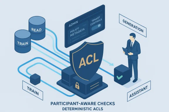 Diagram of participant-aware checks using deterministic ACLs to govern access.