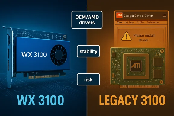 WX 3100 vs Legacy 3100: OEM/AMD drivers balance stability and risk.