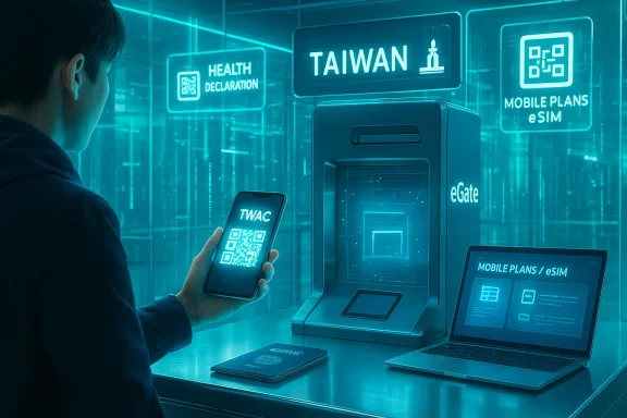 A traveler uses a smartphone QR code at a futuristic eGate for entry clearance.